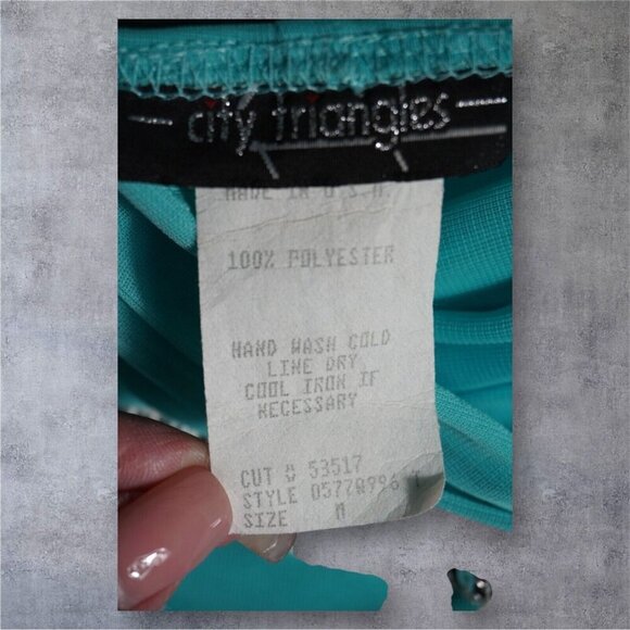 My Michelle Aqua Blue Slip Dress - Size M - Sequin Trim, Ruched Mesh, Ruffle Hem - Picture 13 of 16